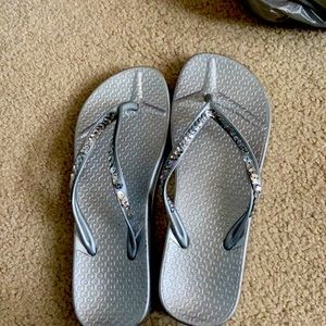 Silver blinged flip flop